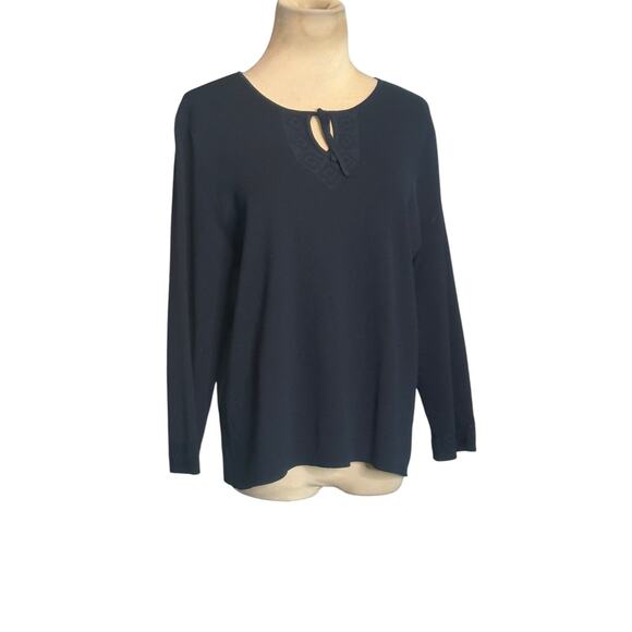 Liz Claiborne navy 3/4 sleeves knit sweater size Large - Picture 10 of 14